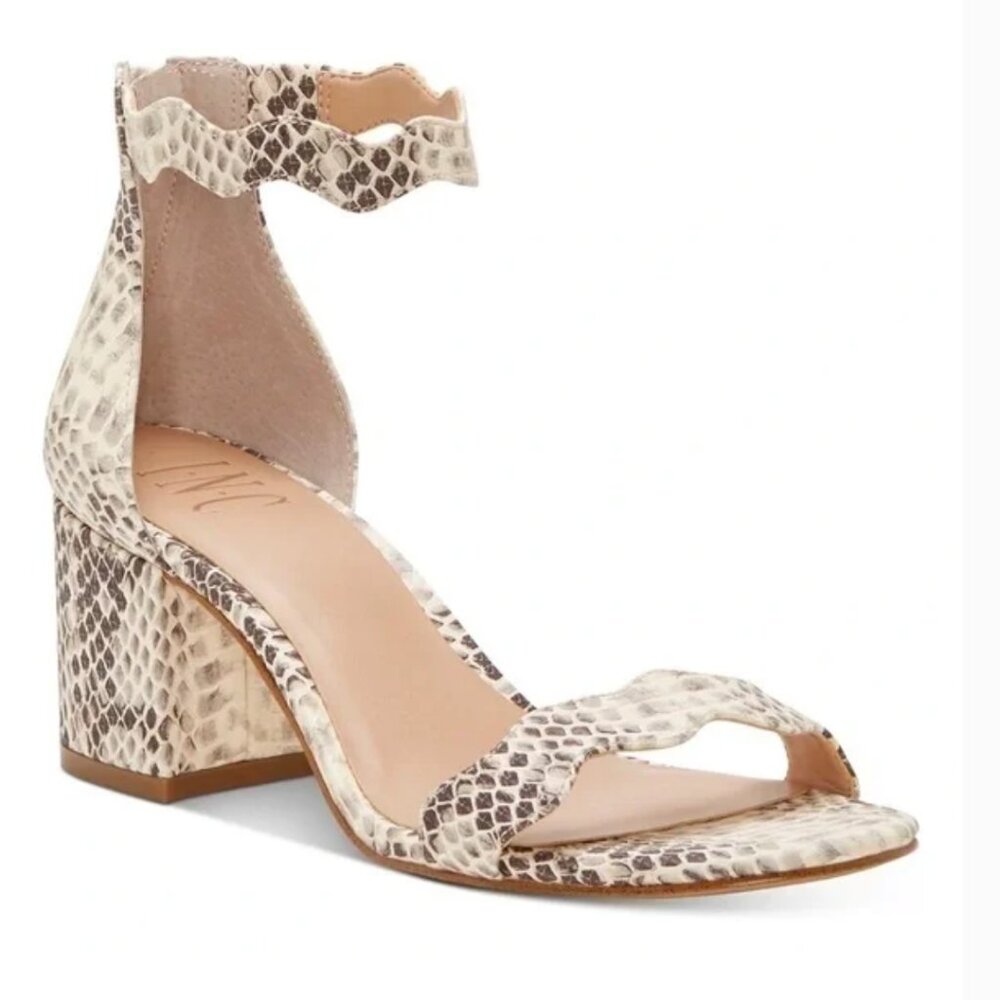 INC Hadwin Snake Scalloped Block Heel Zipper Sandals Size 8 NIB - Picture 2 of 12